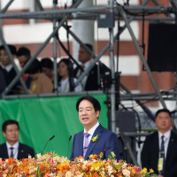 Taiwan's new President Lai Ching-te speaks on stage during the inauguration ceremony outside the Presidential office building in Taipei, Taiwan May 20, 2024.