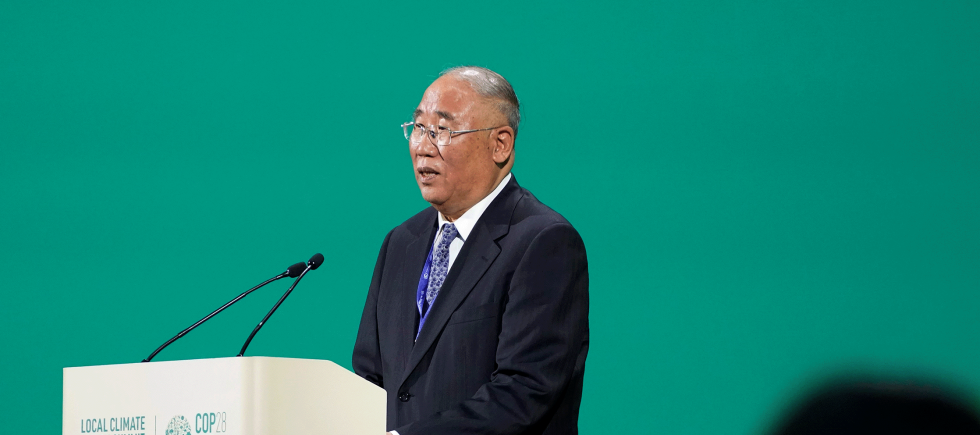 Xie Zhenhua, China special envoy for climate, speaks during a session at the COP28 U.N. Climate Summit, Friday, Dec. 1, 2023, in Dubai, United Arab Emirates.